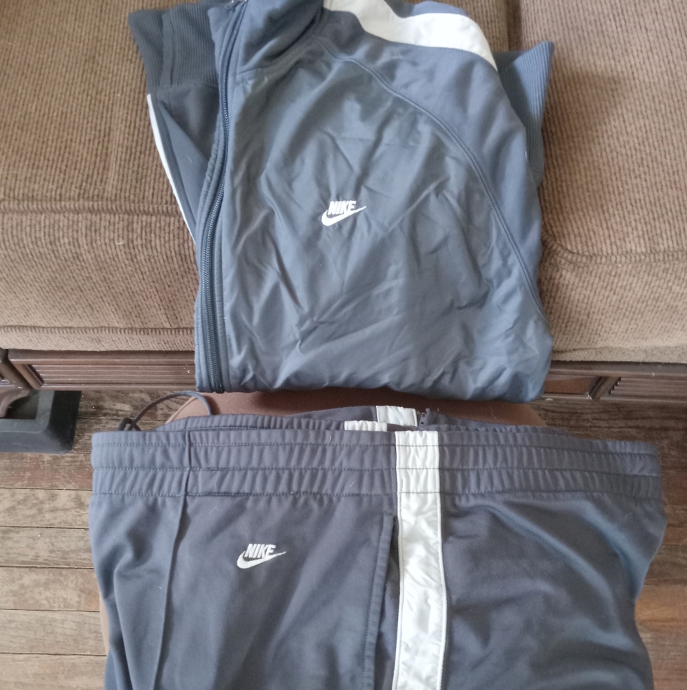 Nike Gray Tracksuit with White Accents. No Stains Or Holes.